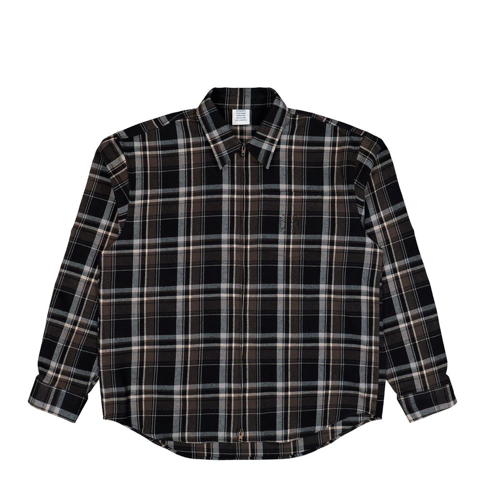 VETEMENTS 집업 바이커 크로스 로고 플란넬 셔츠