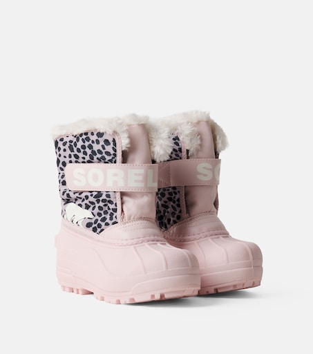 Sorel Kids 스노우 커맨더™ 레오파드 프린트 스노우 부츠