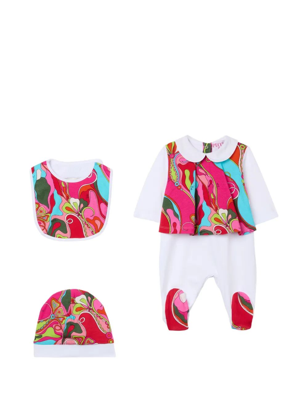 PUCCI KIDS 추상 프린트 오가닉 코튼 베이비그로우 세트