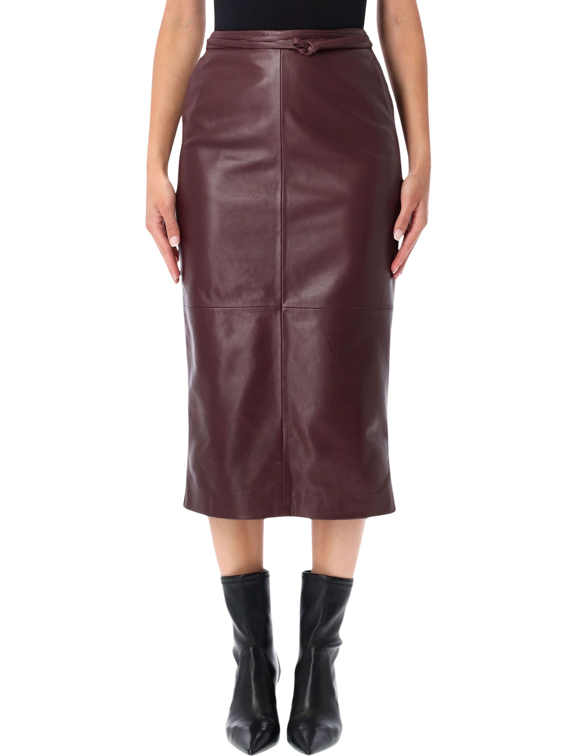 ALBERTA FERRETTI 알버타 페레티 테일러드 스트레이트 가죽 미디 스커트