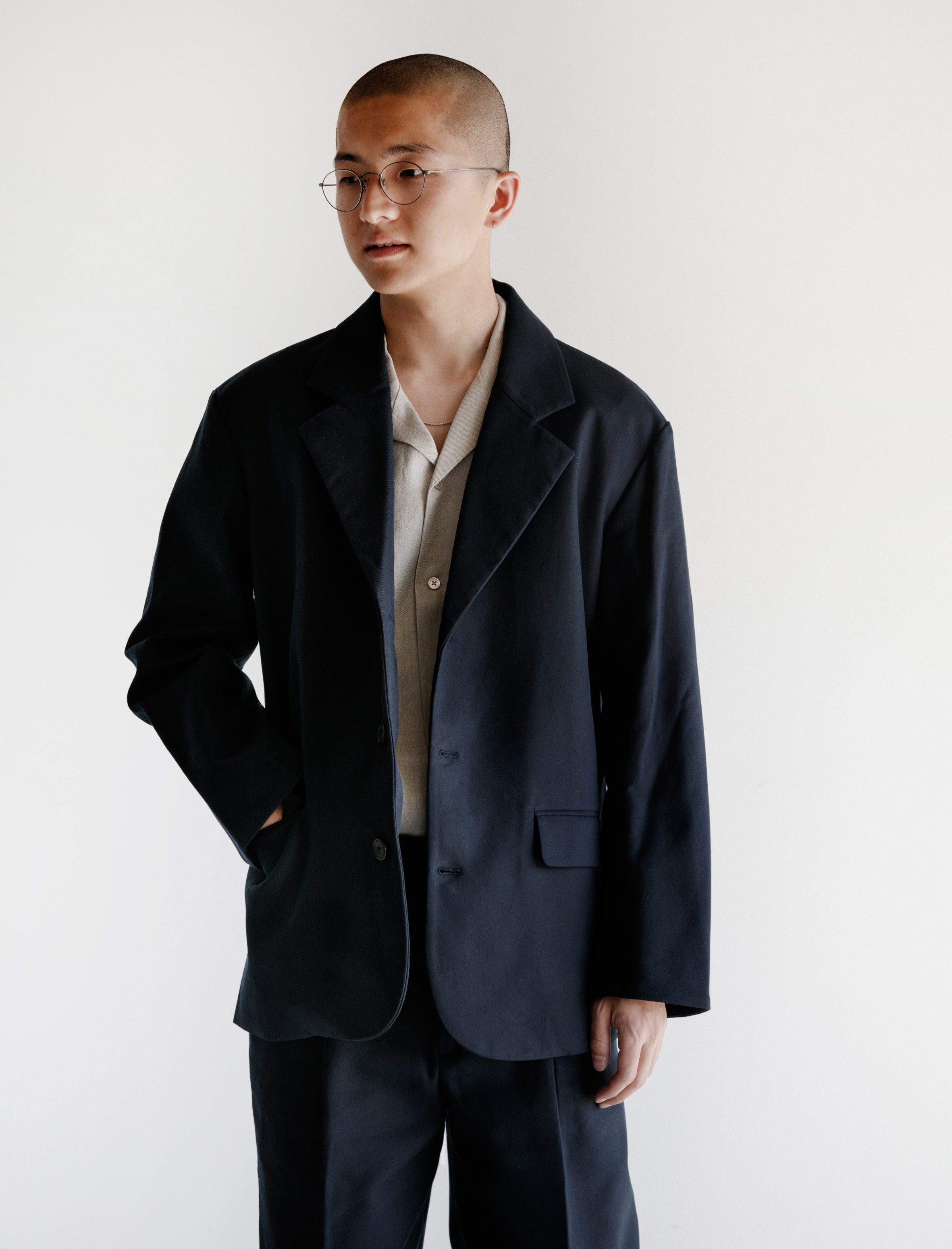 CRISTASEYA 일본 더블 코튼 자켓 네이비