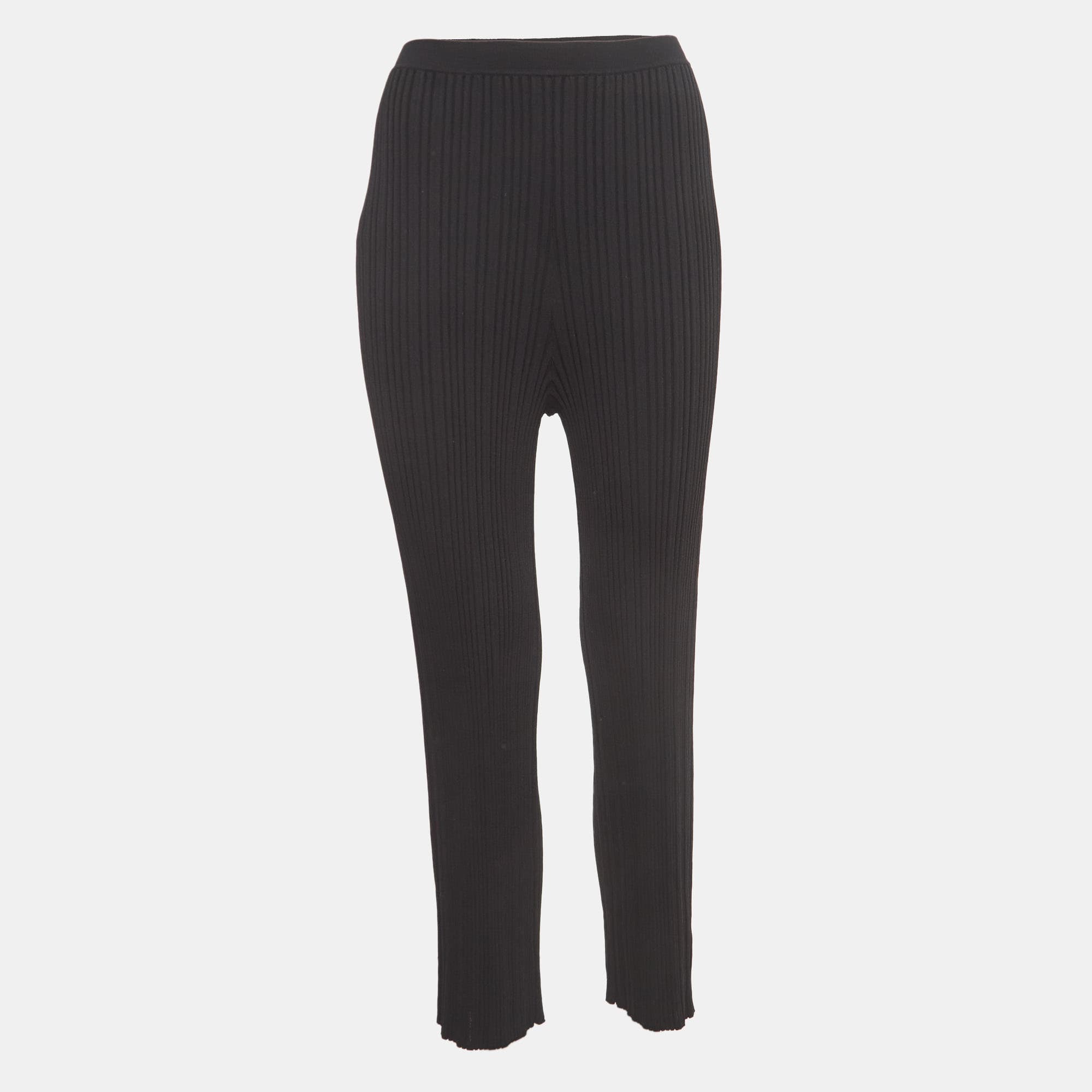 DION LEE 블랙 립 니트 엘라스틱 웨이스트 플로트 팬츠