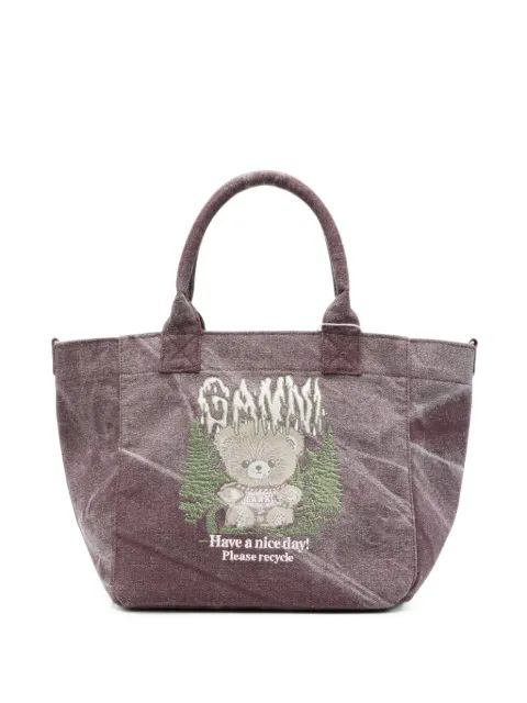 GANNI 그래픽 프린트 코튼 토트백