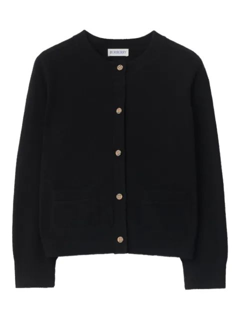 Burberry Kids 체크 팔꿈치 패치 가디건