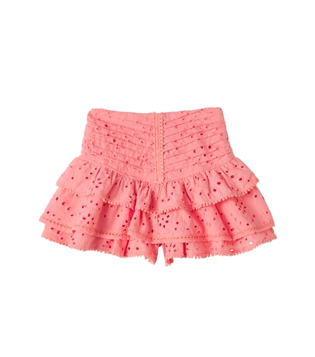 Poupette St Barth Kids 알리제 브로더리 앙글레 면 스커트