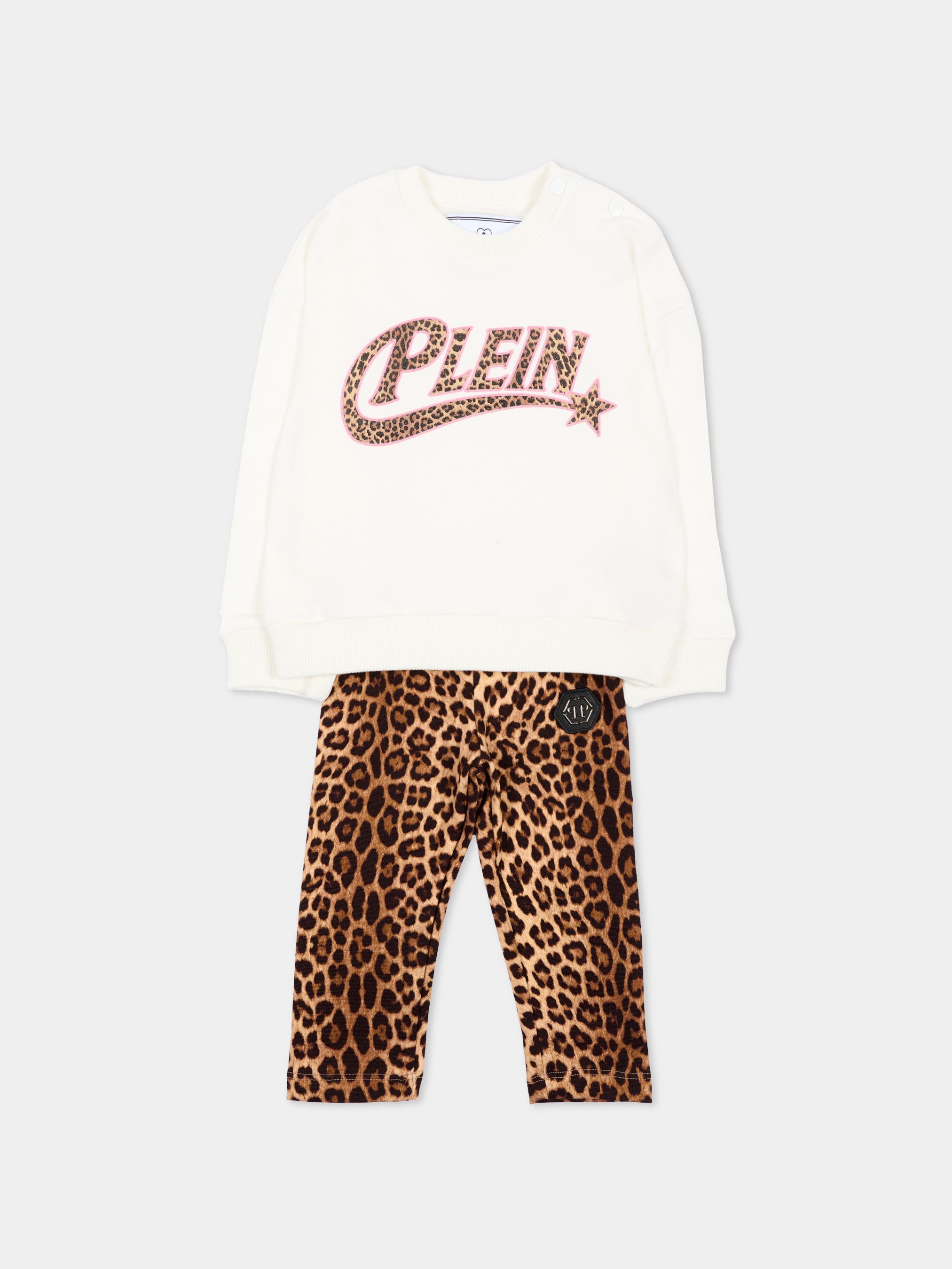 Philipp Plein Kids 애니멀 프린트 아기 여자 롱 스포츠 의상