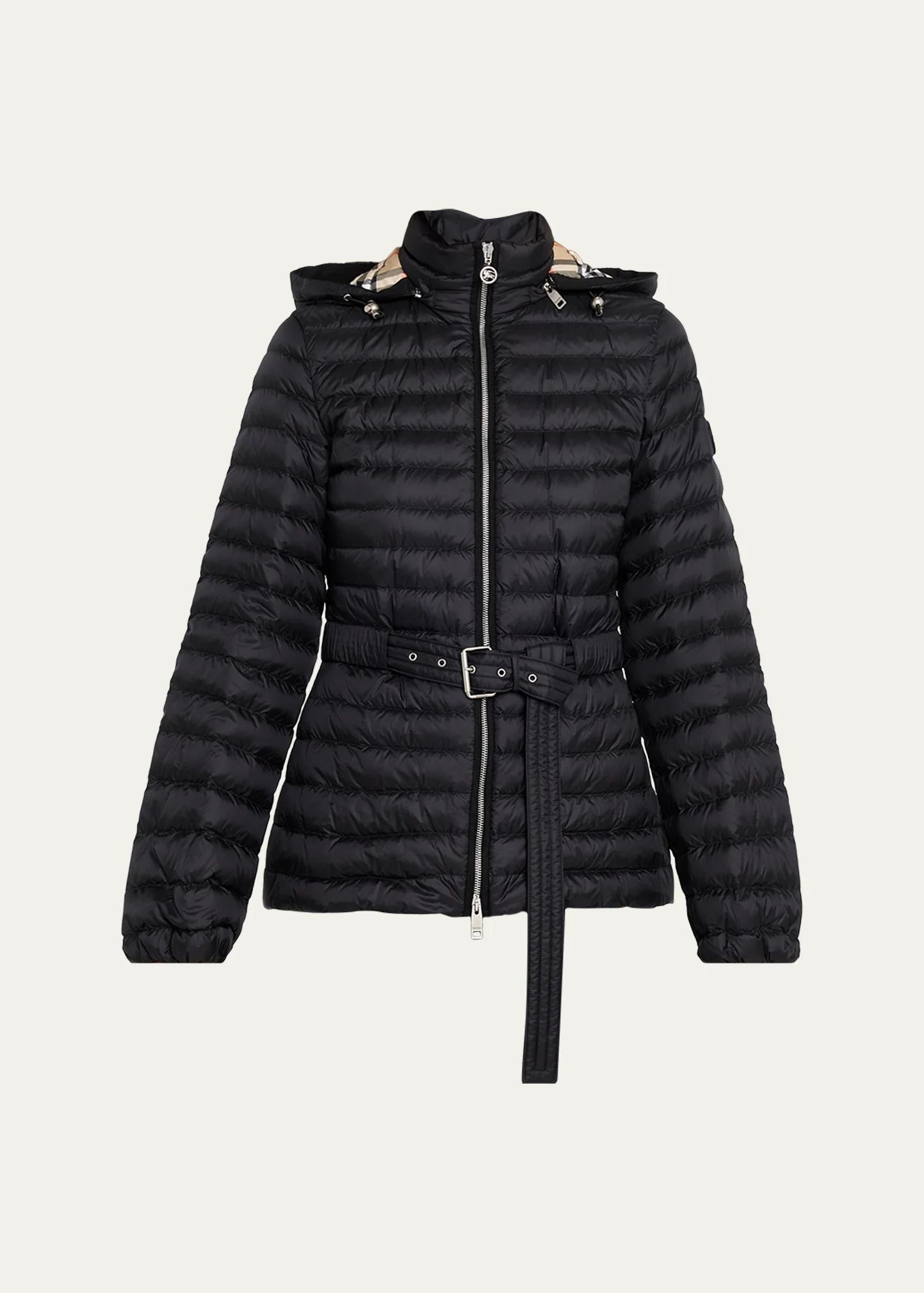 BURBERRY 앰버리 벨티드 나일론 퍼퍼 자켓