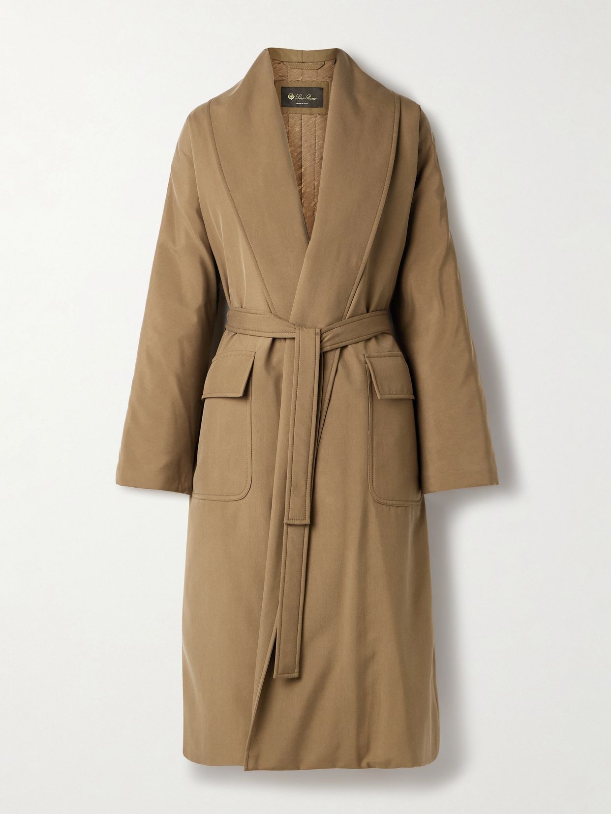 LOROPIANA 드와이트 벨트 실크 코트