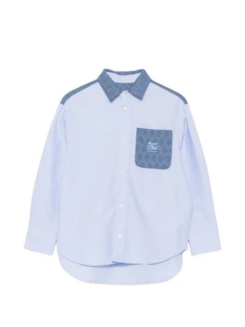 ETRO KIDS 페가수스 자수 패턴 트리밍 셔츠
