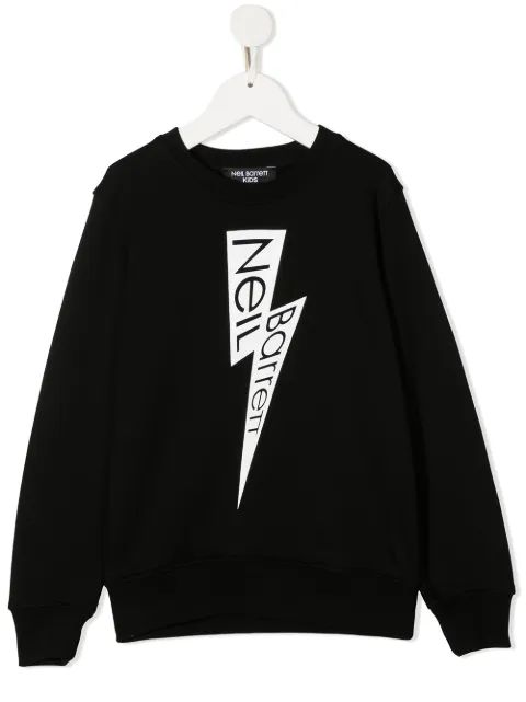 Neil Barrett Kids 로고 프린트 면 스웨트셔츠