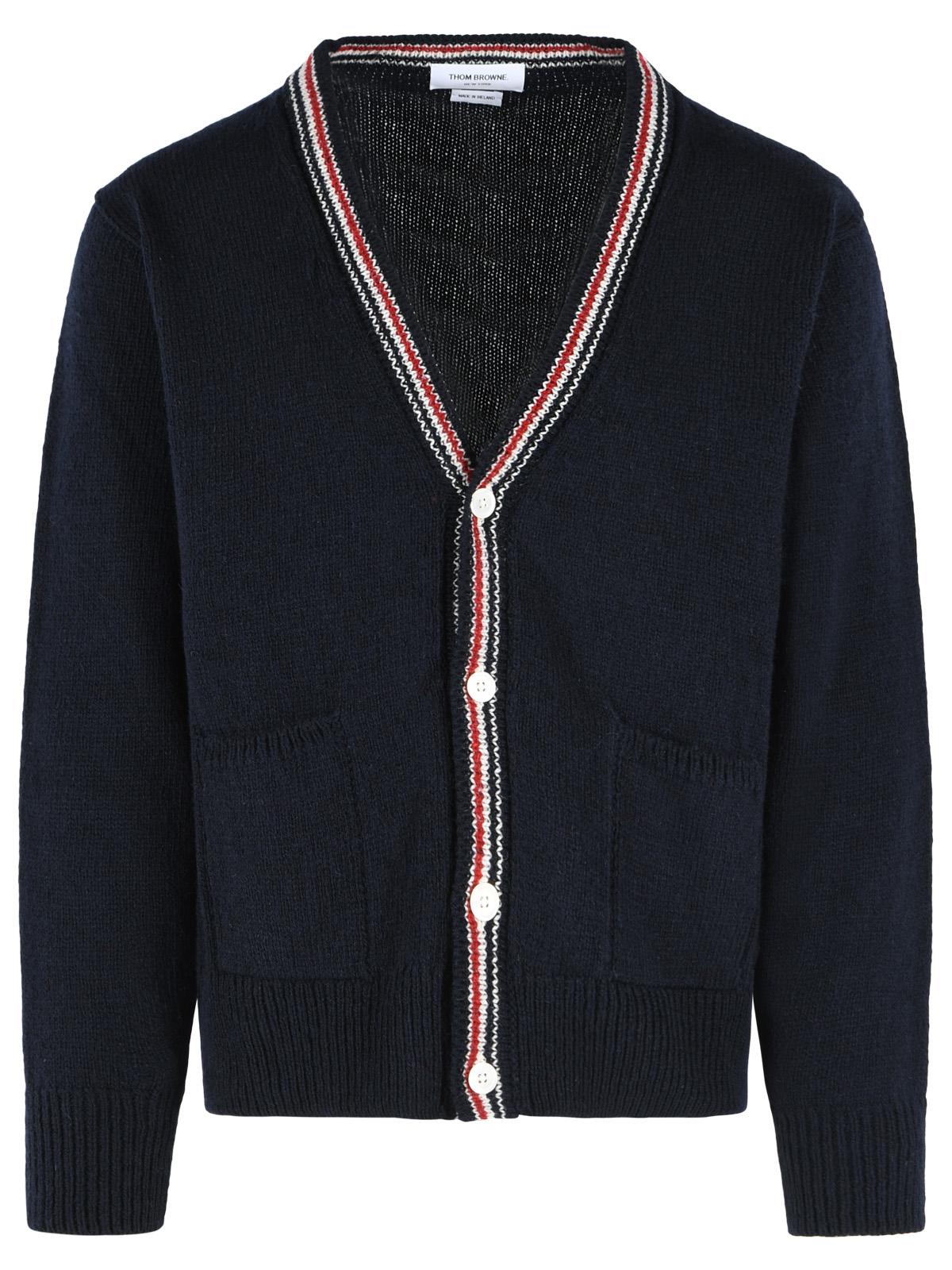 THOM BROWNE 헤크터 네이비 울 모헤어 혼합 가디건
