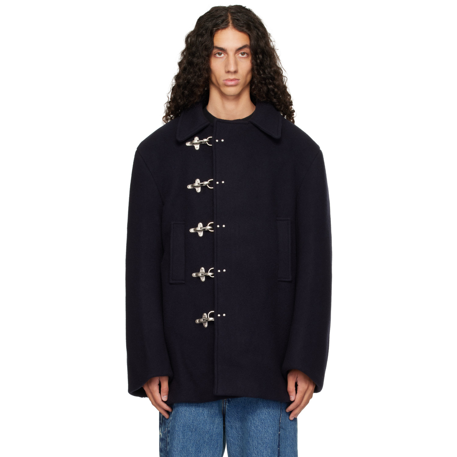 VETEMENTS 네이비 파이어맨 훅스 자켓