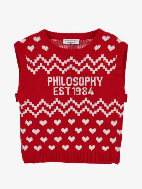 Philosophy Di Lorenzo Serafini Kids 하트 패턴 인타르시아 니트 조끼
