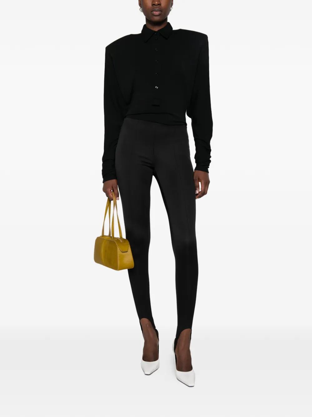 MUGLER 패딩 숄더 버튼업 블라우스