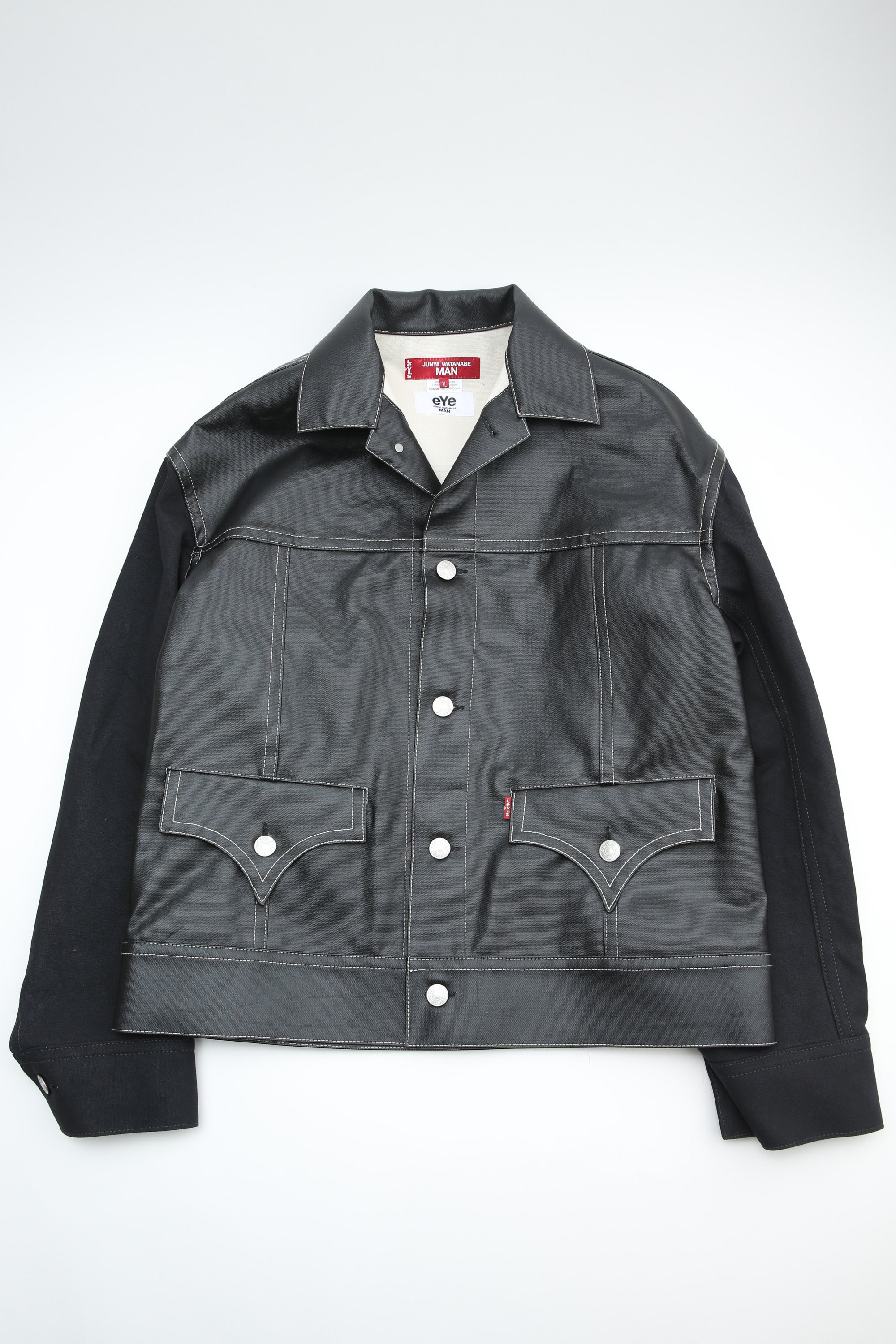 Junya Watanabe 리바이스 자켓 블랙 코팅 캔버스