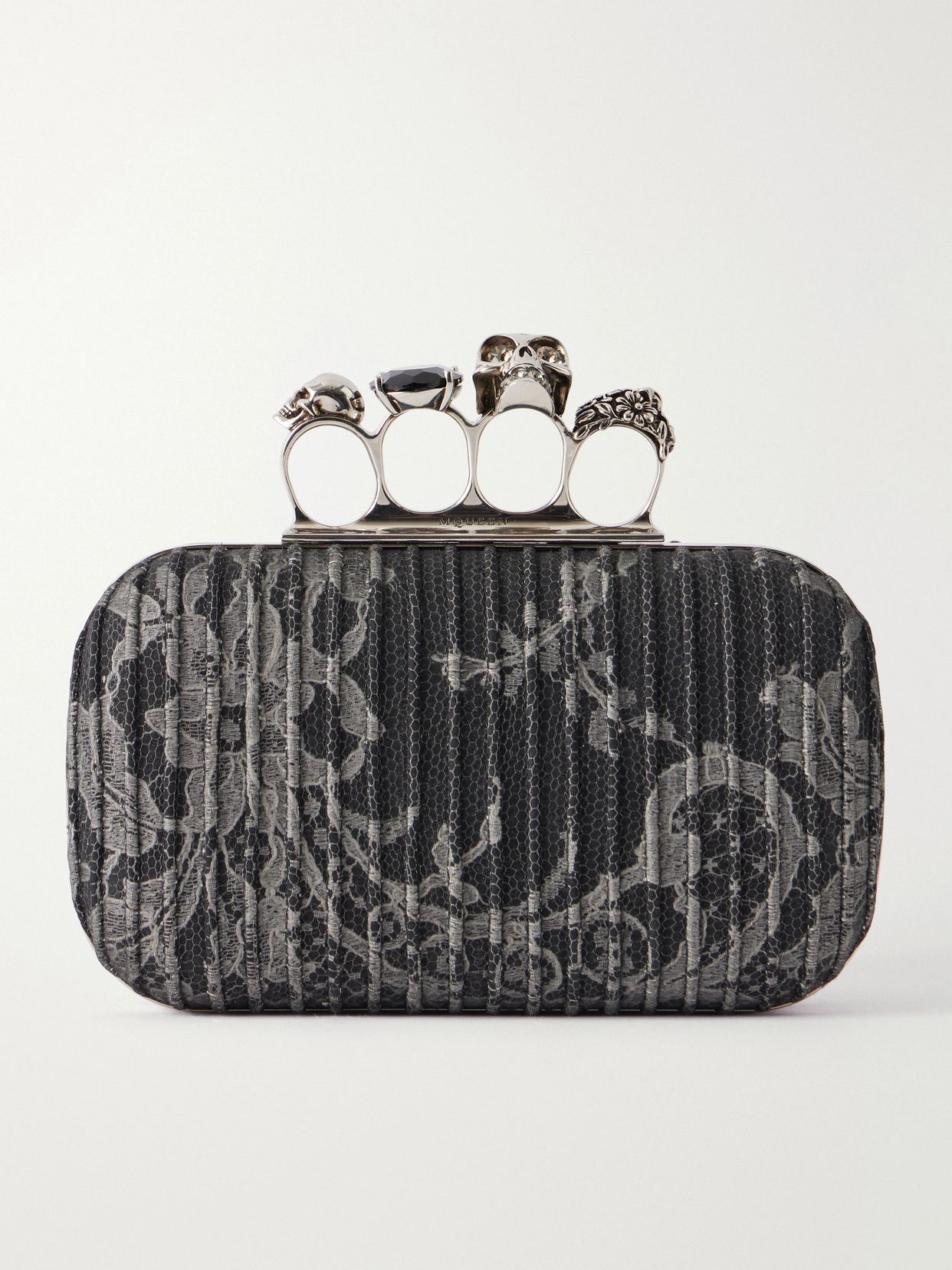 ALEXANDER MCQUEEN 스컬 레이스 트리밍 브로케이드 클러치