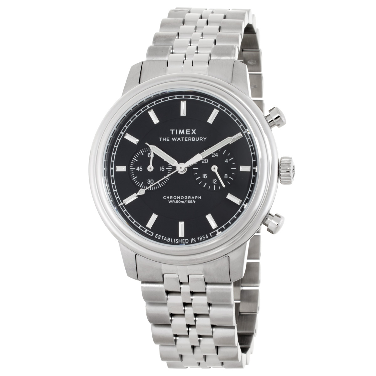 TIMEX 워터버리 메트로폴리탄 크로노그래프 쿼츠 블랙 다이얼 남성 시계 TW2Y23400