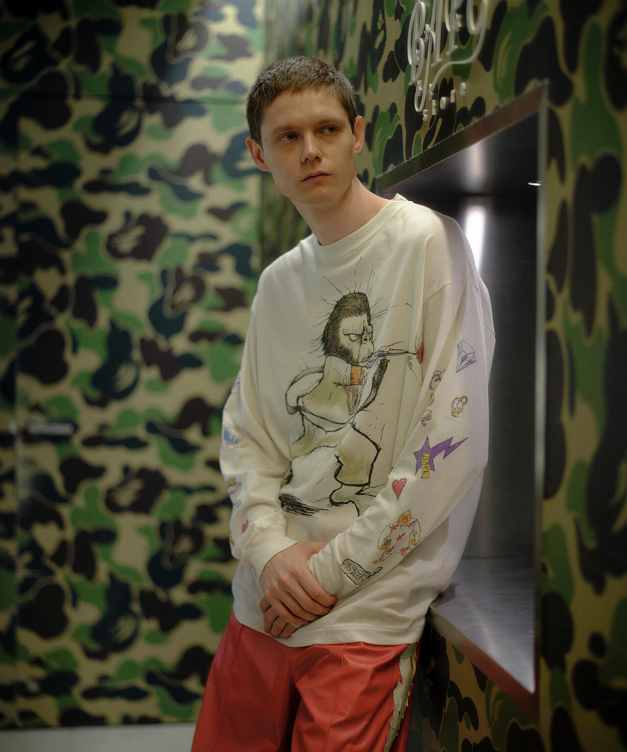 Saint Michael BAPE 긴팔 티셔츠