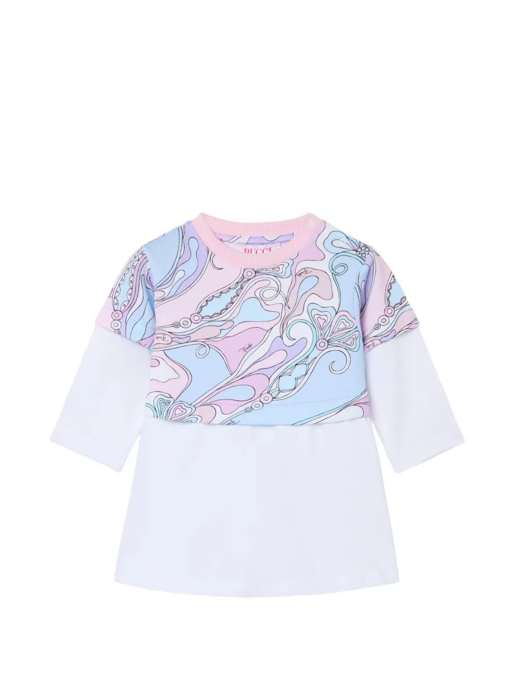 PUCCI KIDS 오르키데이 프린트 레이어드 미니 원피스