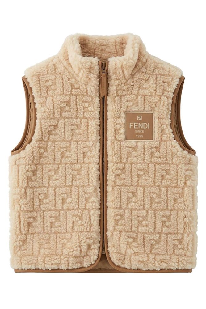 Fendi Kids 로고 패치 집업 조끼
