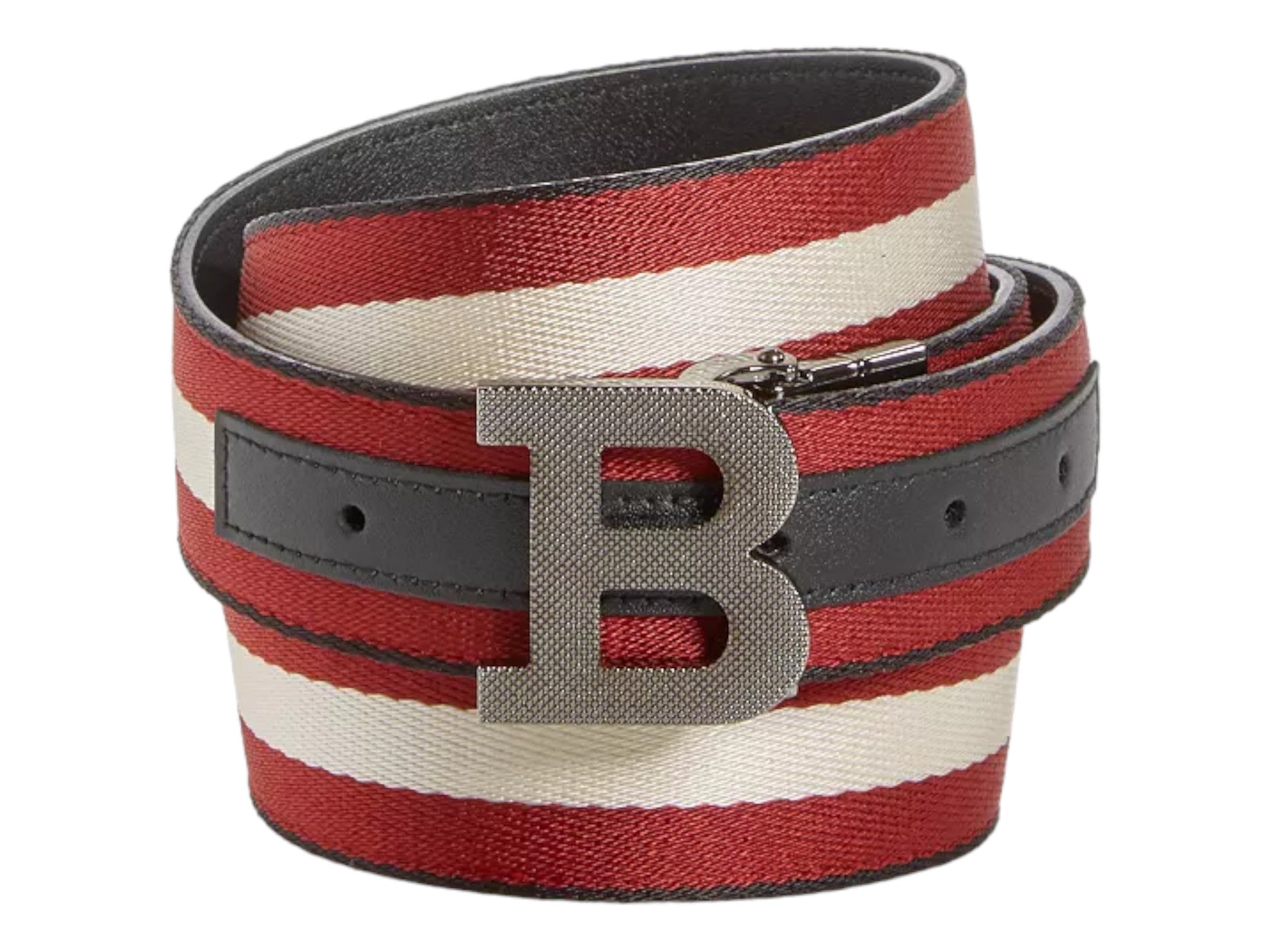 Bally 6235340 남성 로고 버클 웨빙 스트라이프 리버서블 벨트