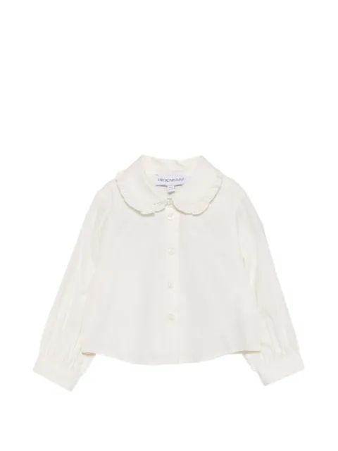 Emporio Armani Kids 러플 칼라 자수 셔츠