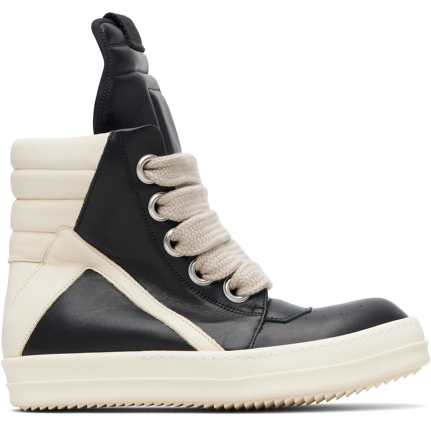 RICK OWENS 블랙 템플 점보레이스 지오바스켓 스니커즈