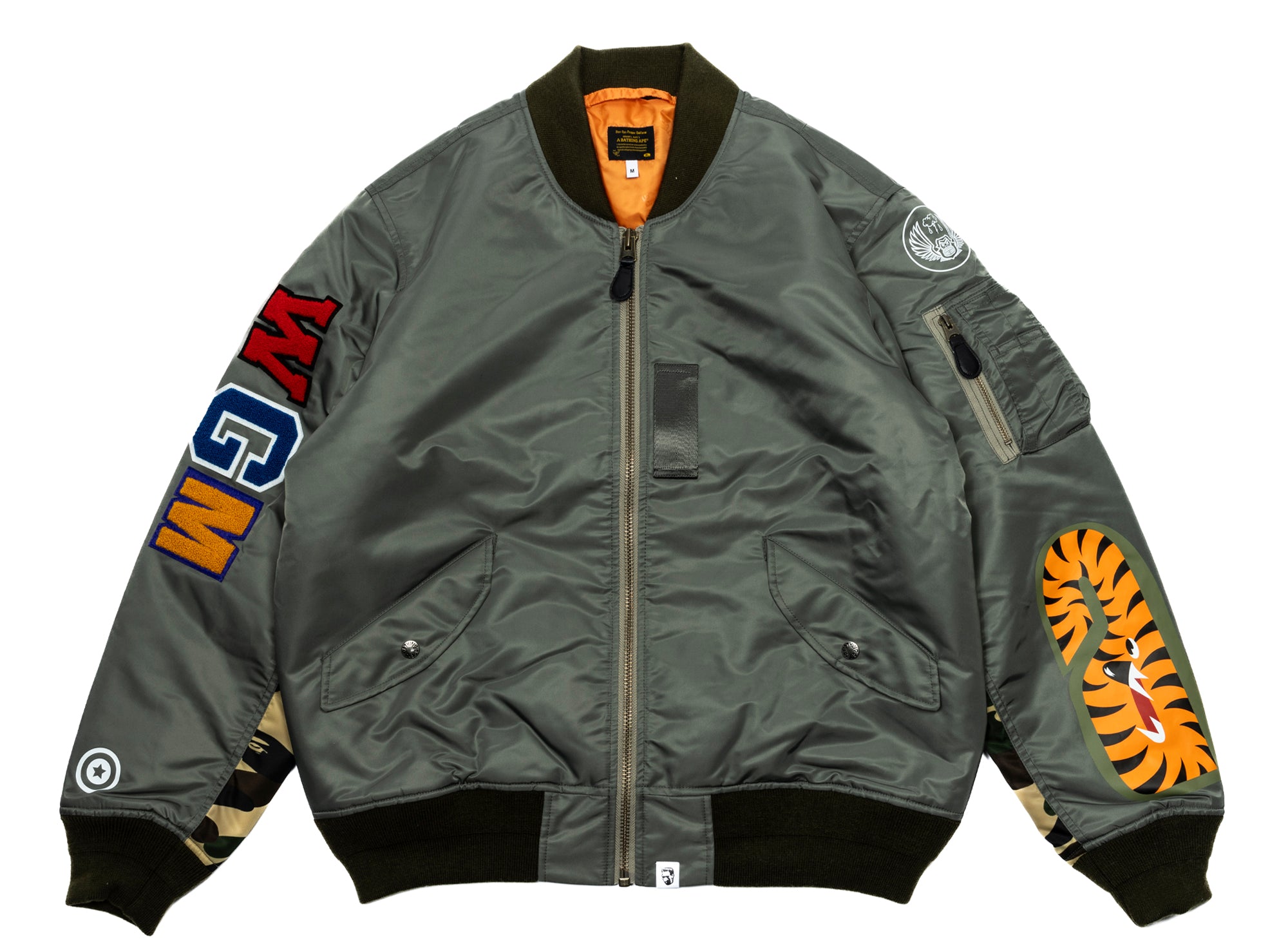 Bape 샤크 MA1 자켓 올리브