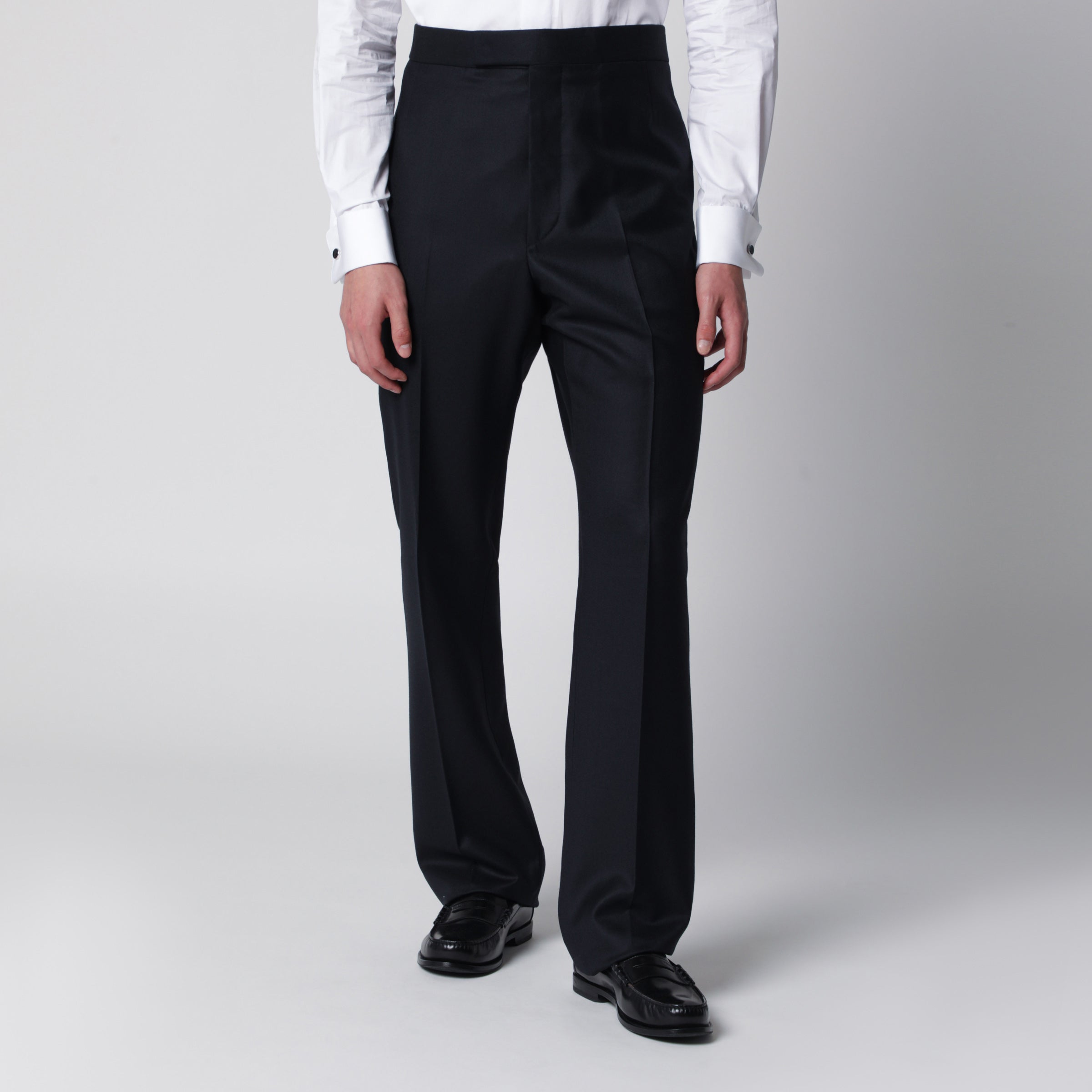 THOM BROWNE 네이비 블루 울 바지