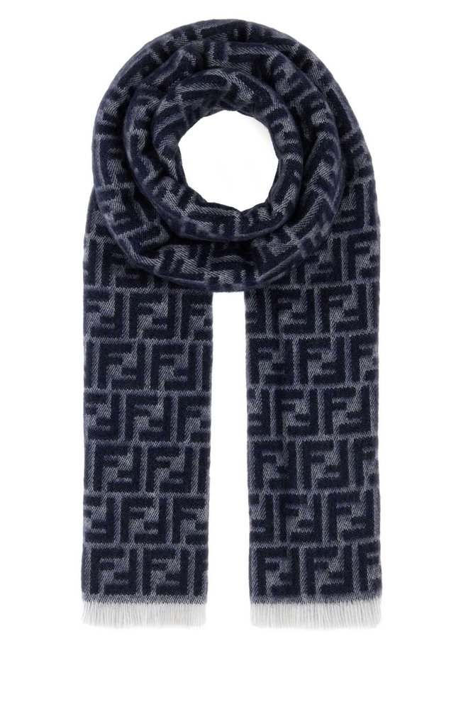 FENDI FF 로고 자카드 프린지 엣지 스카프