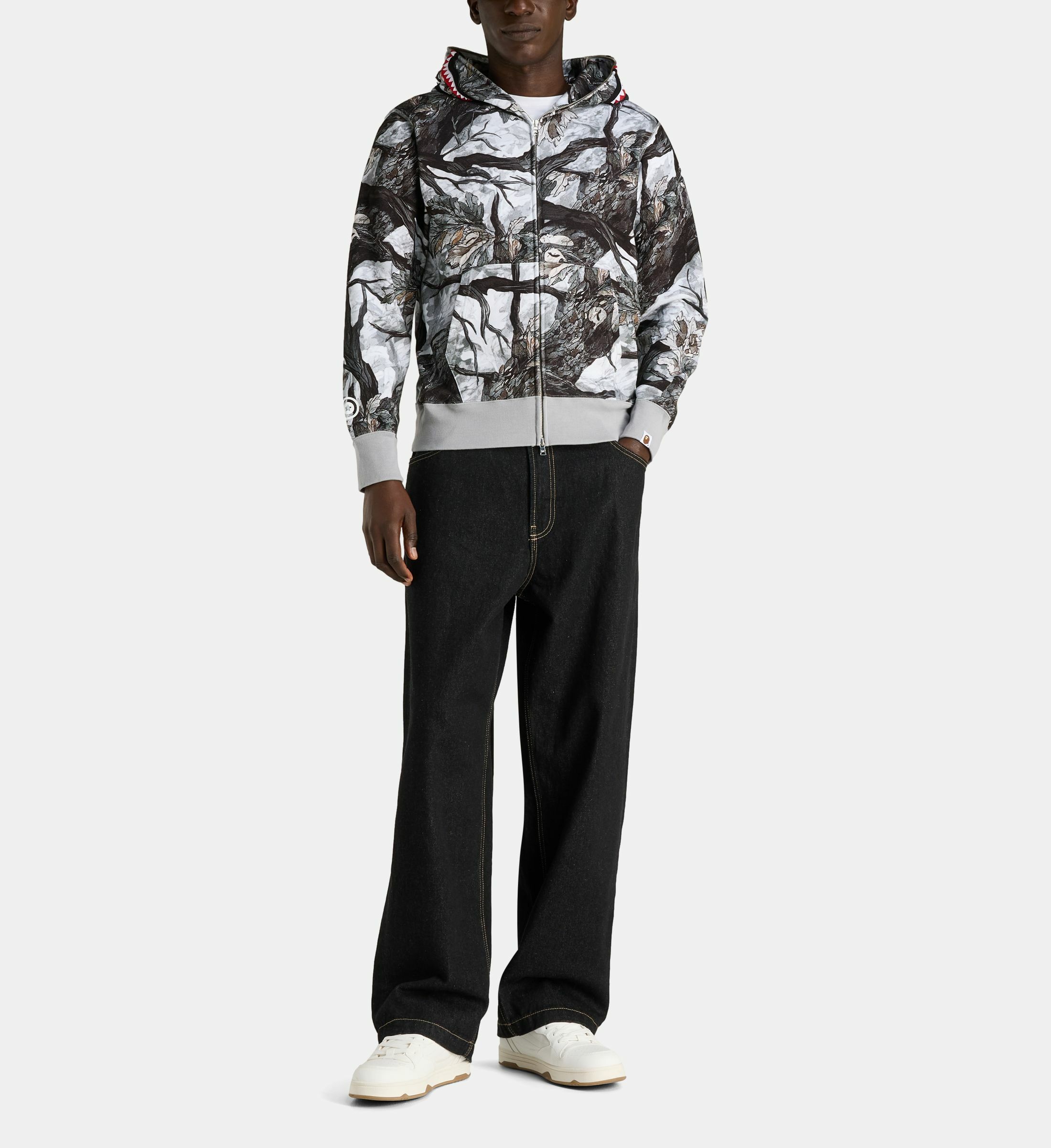 Bape 셔츠 후드 집업 상어 면 인쇄