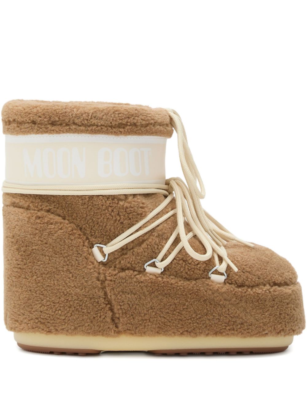 MOON BOOT 아이콘 로우 카멜 플리스 부츠
