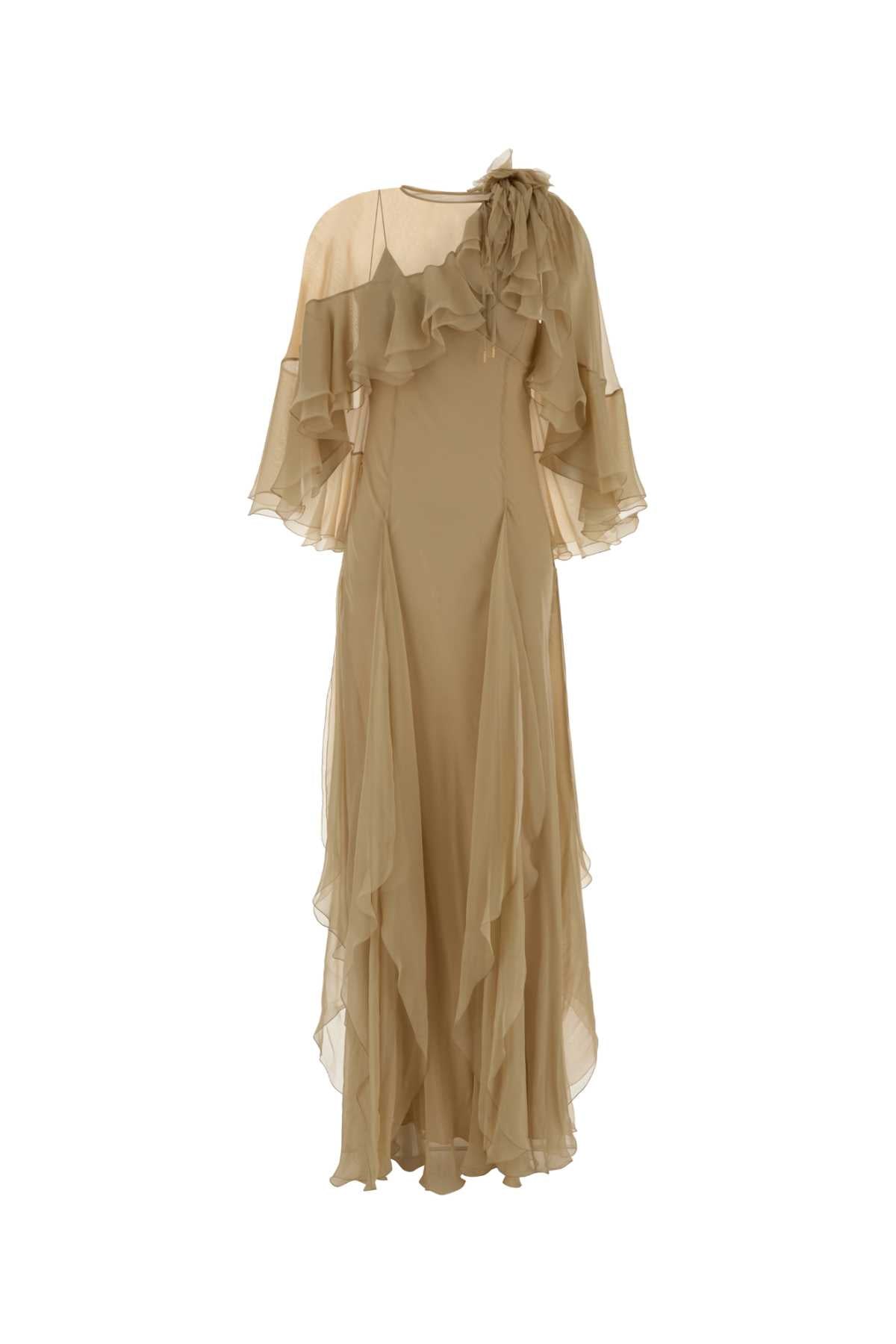 ALBERTA FERRETTI 실크 러플 드레스