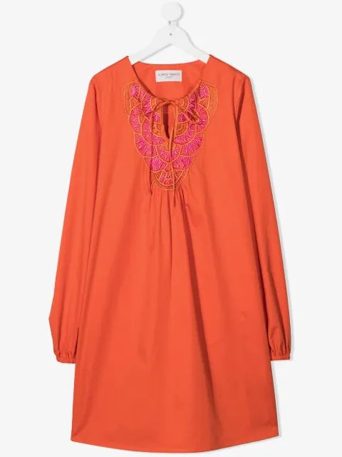 Alberta Ferretti Kids 자수 넥 튜닉 드레스