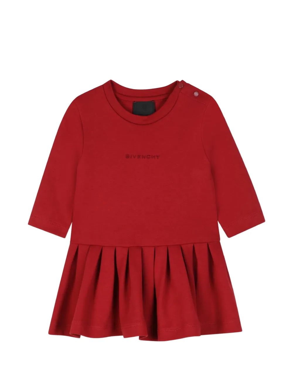 Givenchy Kids 로고 자수 플리츠 미니 원피스