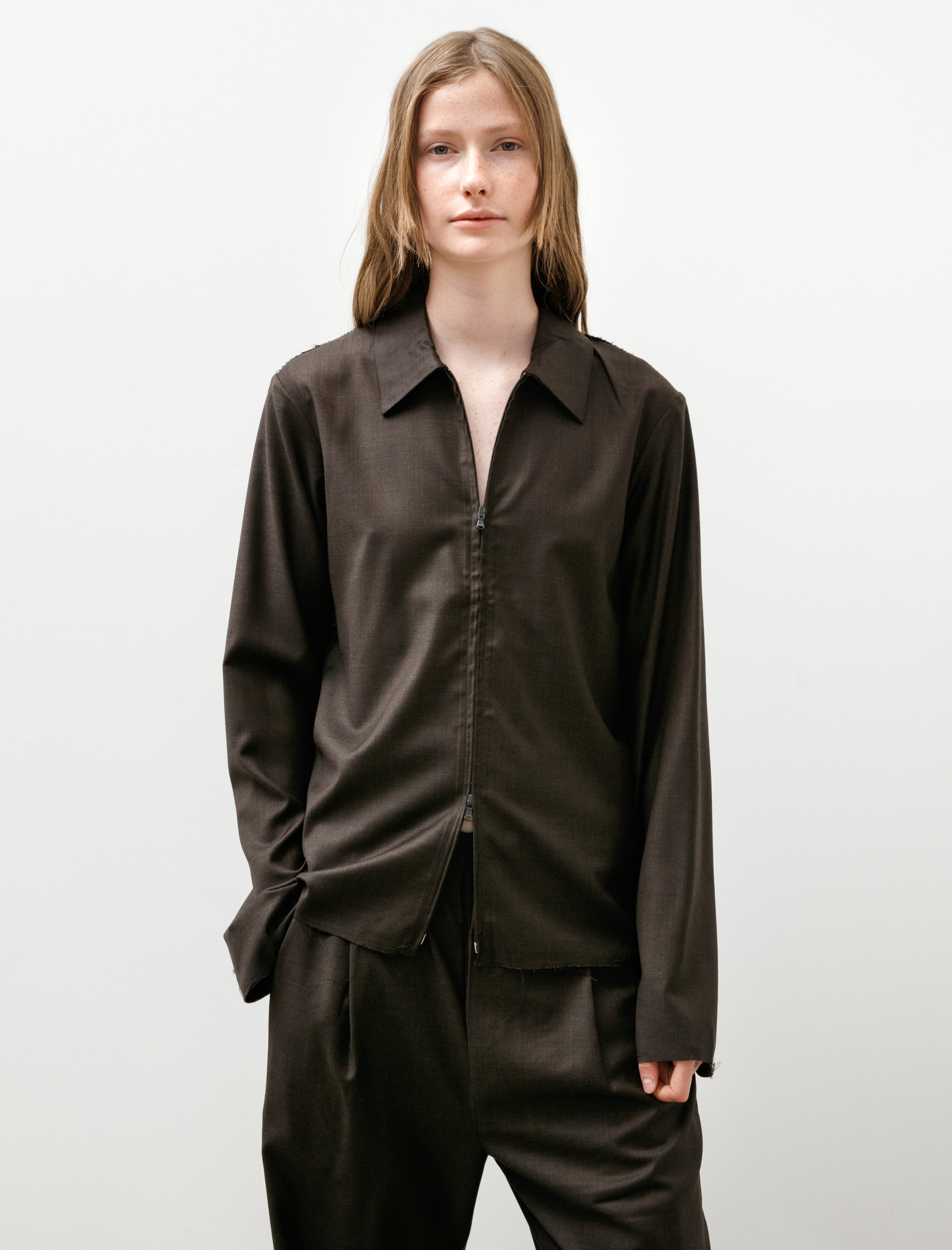 Gabriela Coll Garments 273 파인 울 지퍼 셔츠