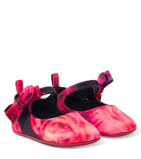 Christian Louboutin Kids 베이비 루 베이브 크레이프 새틴 메리 제인 플랫