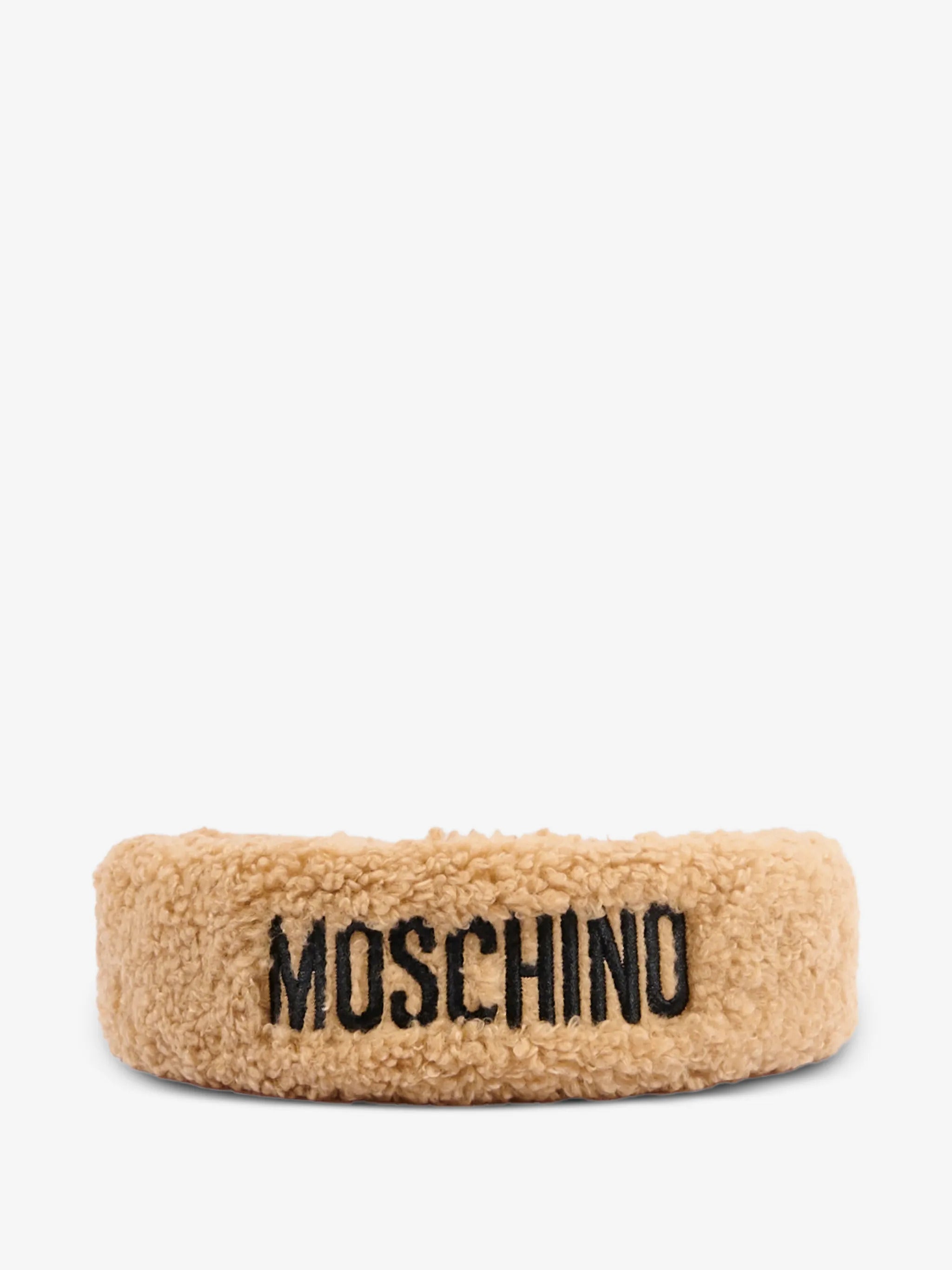 Moschino Kids 자수 로고 퍼 헤어밴드