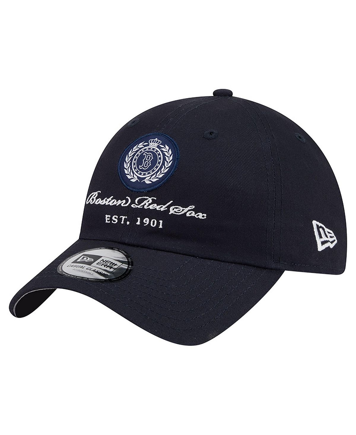 NEW ERA  여성용 네이비 보스턴 레드삭스 스크립트 패치 캐주얼 클래식 조절 모자