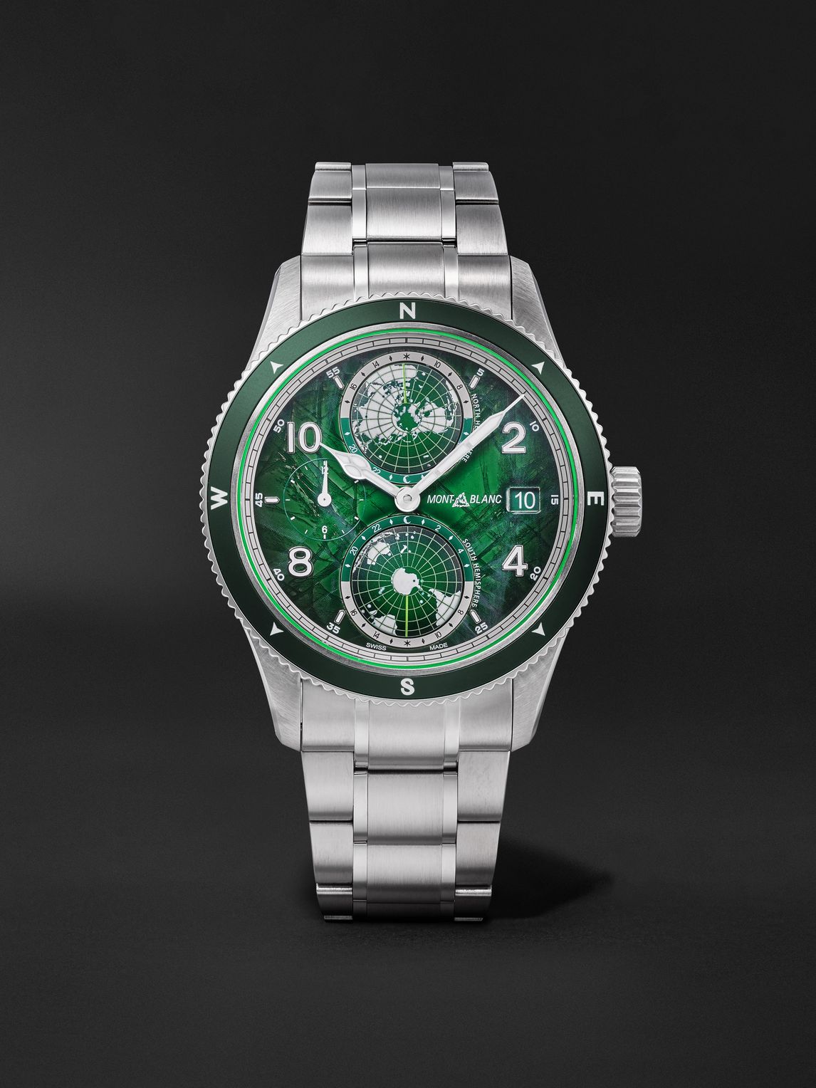 MONTBLANC 1858 지오스피어 0 산소 자동 42mm 교체 가능한 티타늄 세라믹 시계 Ref No 133303