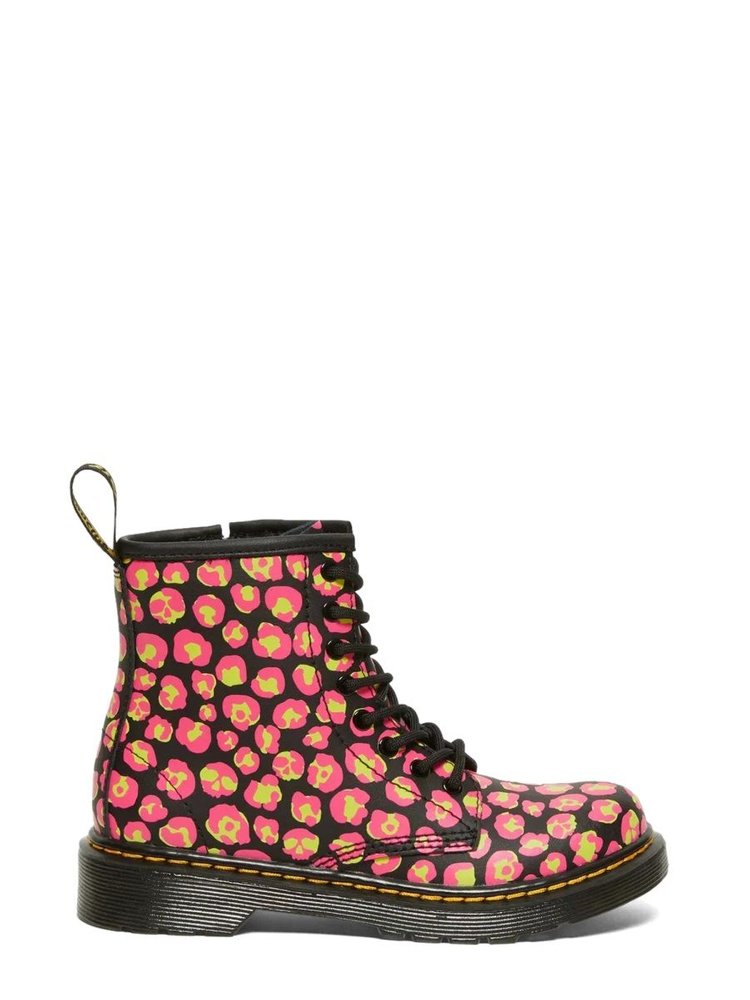 Dr.Martens kids 레오파드 프린트 레이스업 부츠