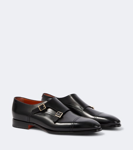 SANTONI 가죽 몽크 스트랩 슈즈