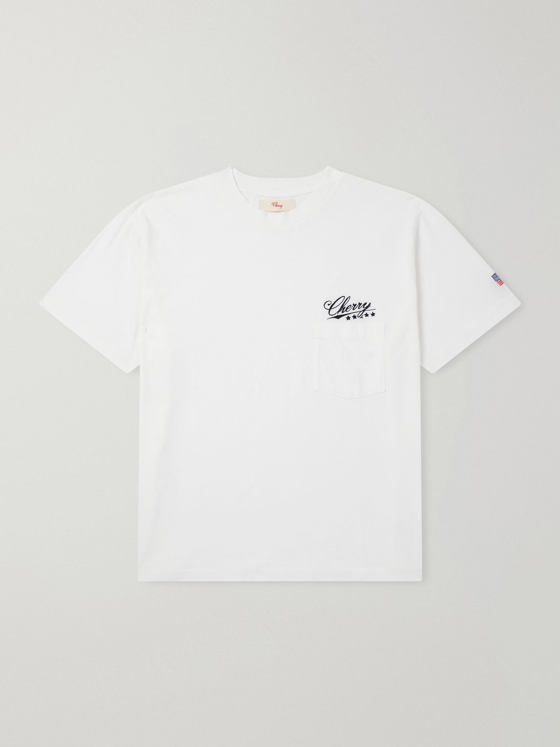 CHERRY LOS ANGELES 로고 자수 코튼 저지 티셔츠