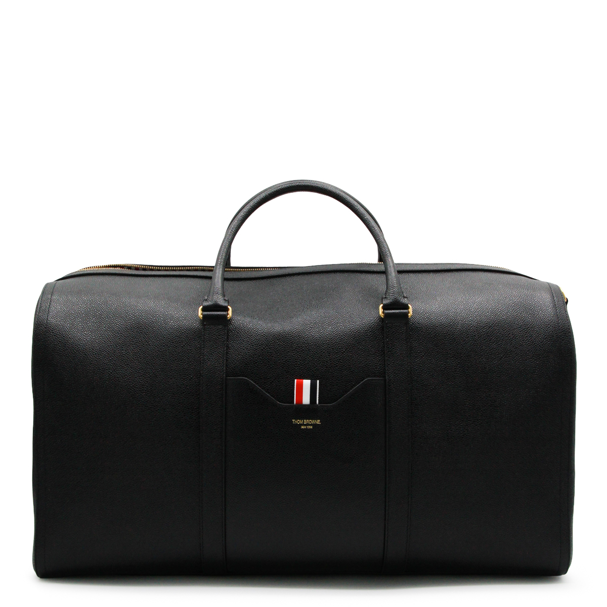 THOM BROWNE 블랙 가죽 여행 가방