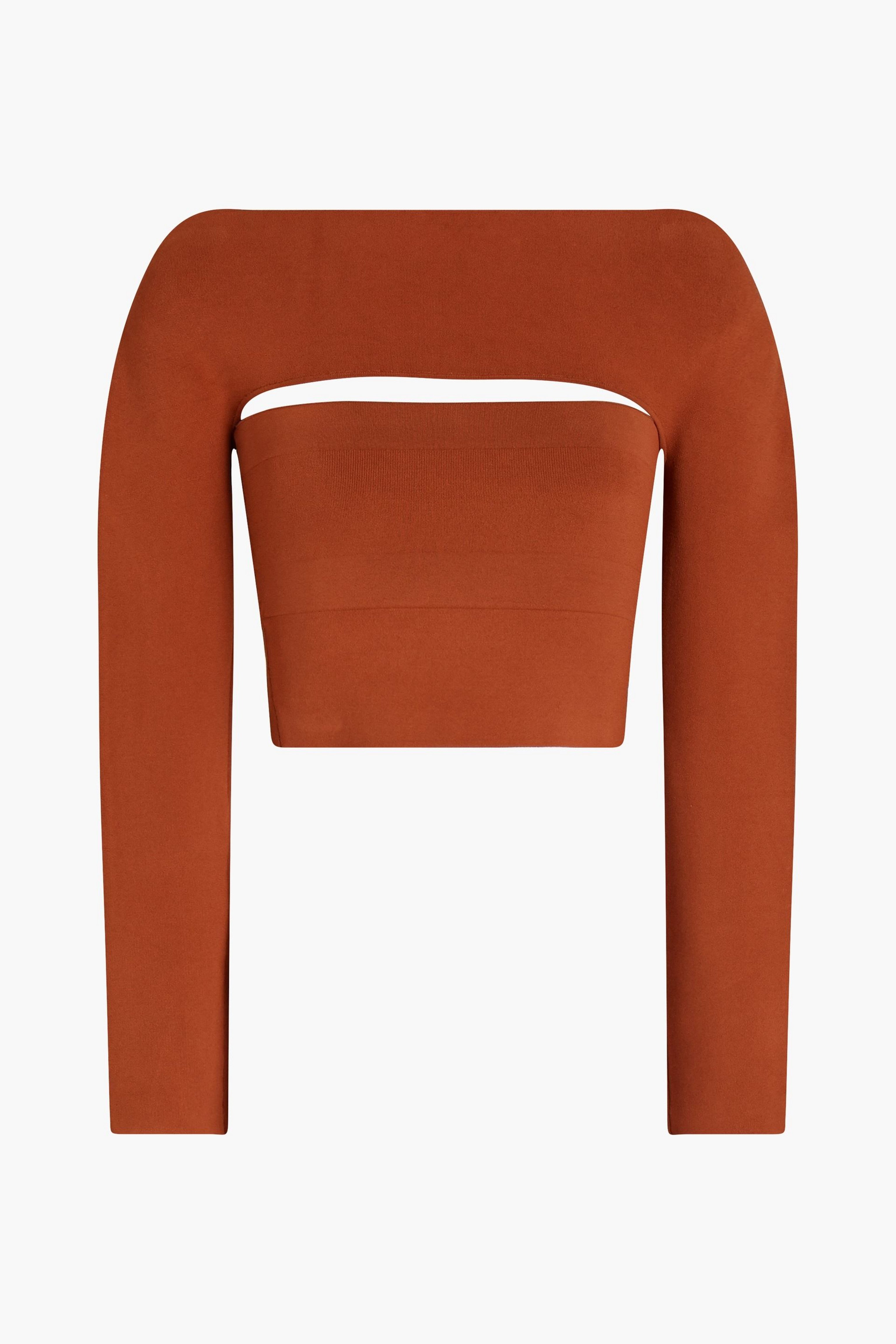 DION LEE 컨버터블 크롭 스트레치 폰테 탑