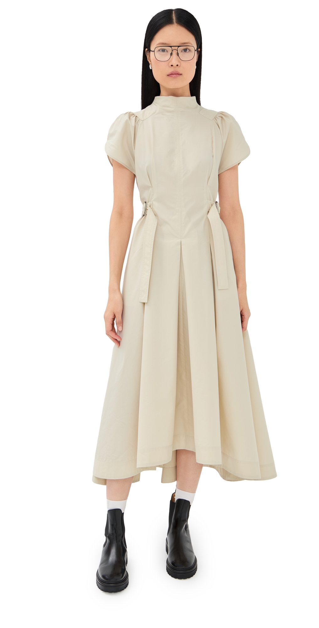 3.1 PHILLIP LIM 퍼프 슬리브 팝린 플레어 드레스 스톤 10
