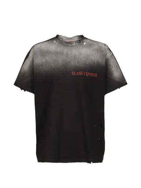 GLASS CYPRESS 디스트레스드 로고 프린트 티셔츠