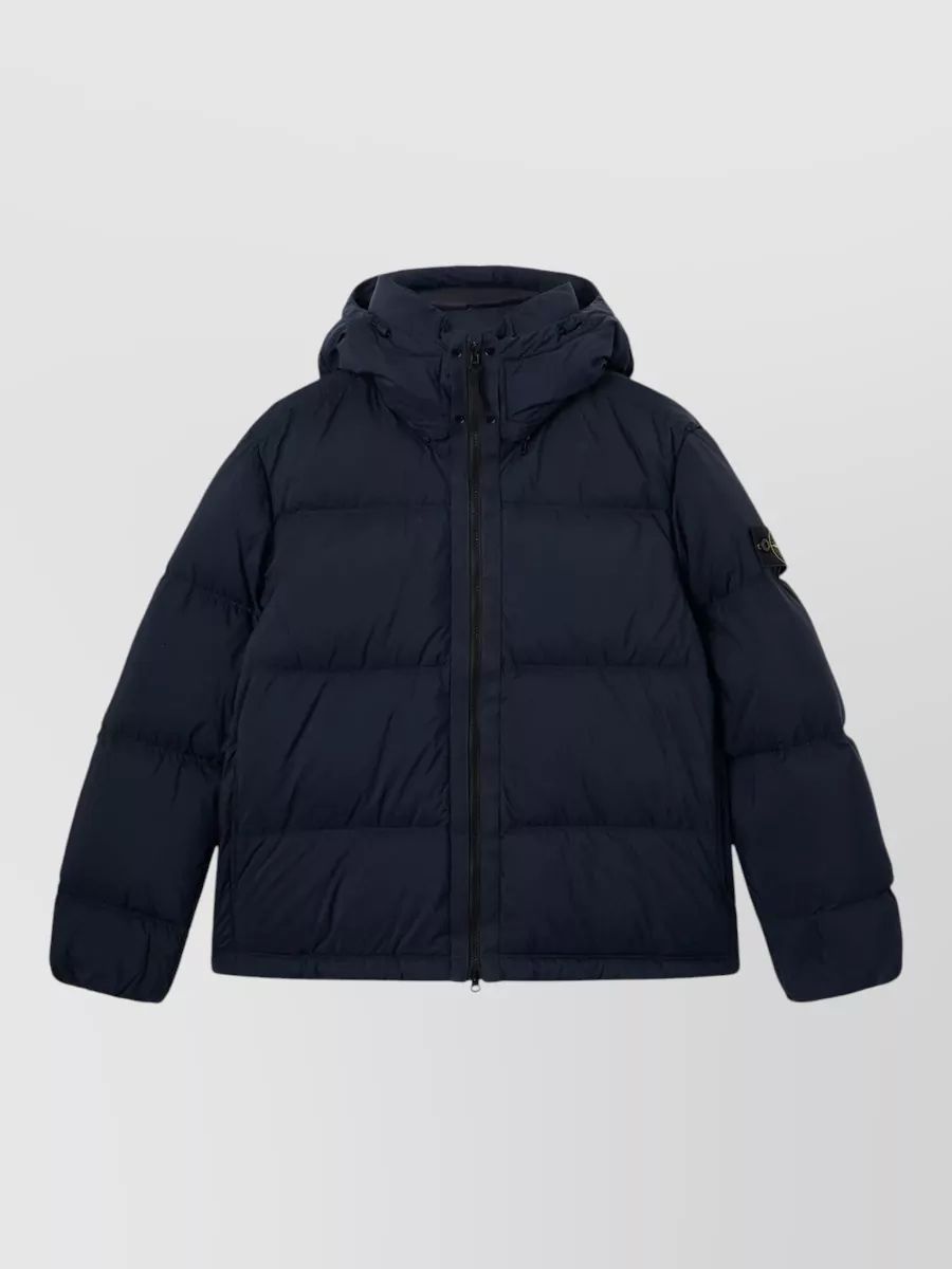 STONE ISLAND 후드 재킷 퀼팅 텍스처 사이드 포켓