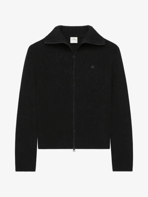 COURRÈGES 리브드 니트 지퍼 가디건
