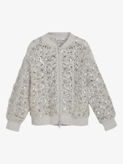 Brunello Cucinelli Kids 다즐링 시퀸 장식 가디건